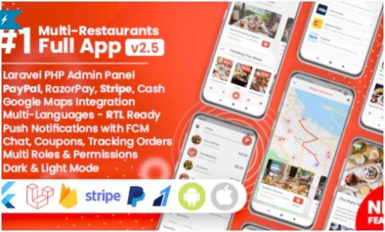 Food Delivery Flutter + PHP Laravel Admin Panel v2.5.0