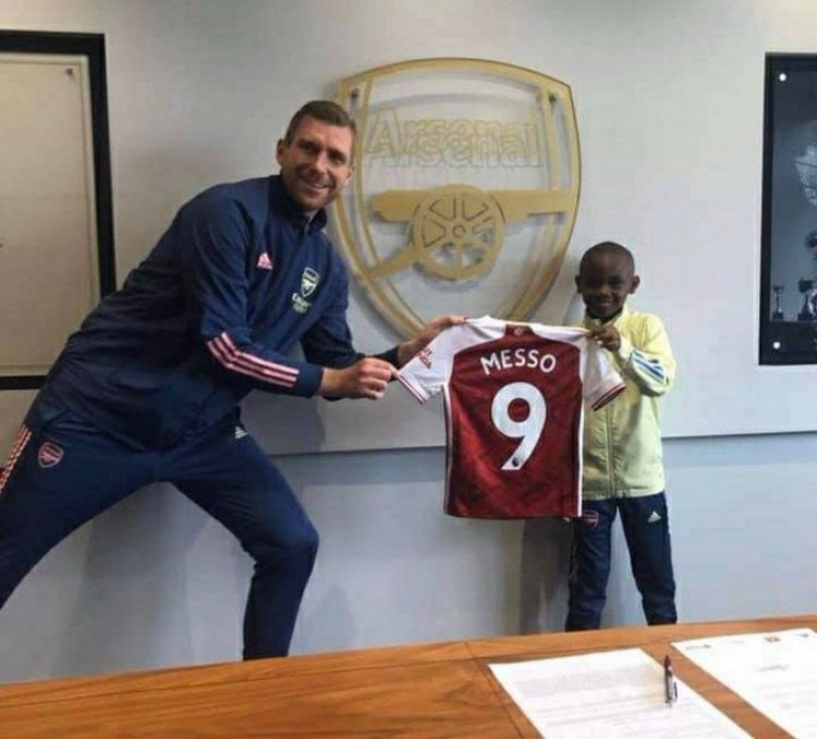 Arsenal complete Leo Messo transfer as wonderkid pictured holding shirt
