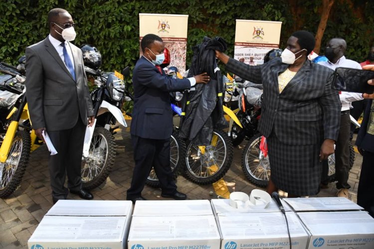 Local governments CAOs recieve motorcycles, printers from Ministry of Gender to support UWEP implementation