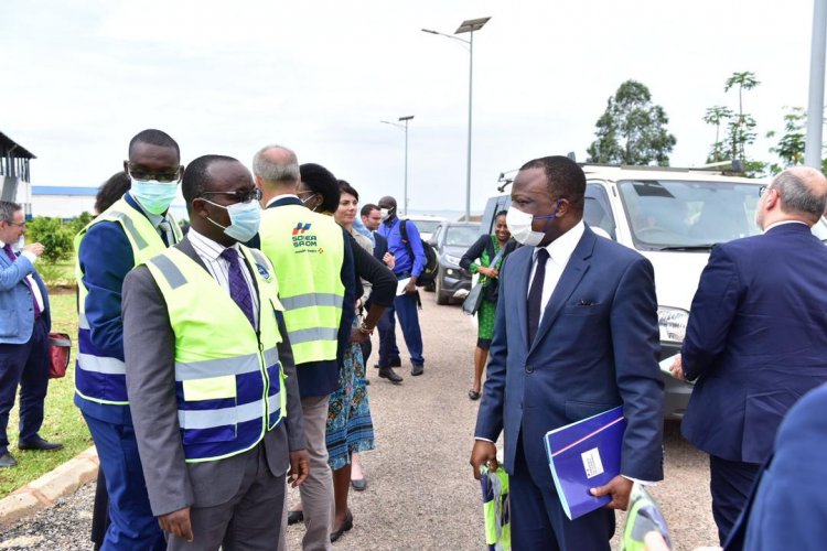 MD NWSC Eng Silver, Minister Cheptoris inspects the completed Katosi Water Treatment Plant.