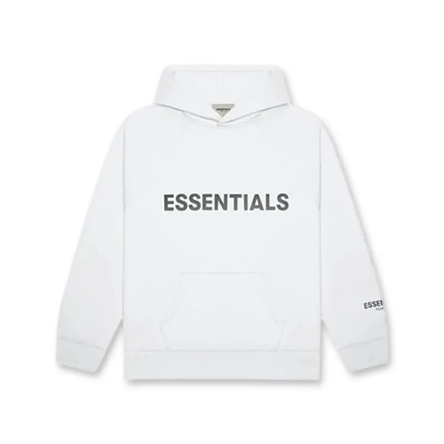 Cozy and Stylish Essentials Applique Logo White Hoodie for All Seasons