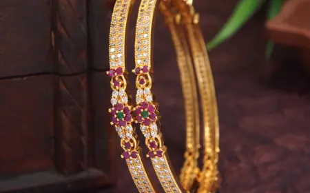 Shop American Diamond Ruby White Gold Brass Bangle Set for Women