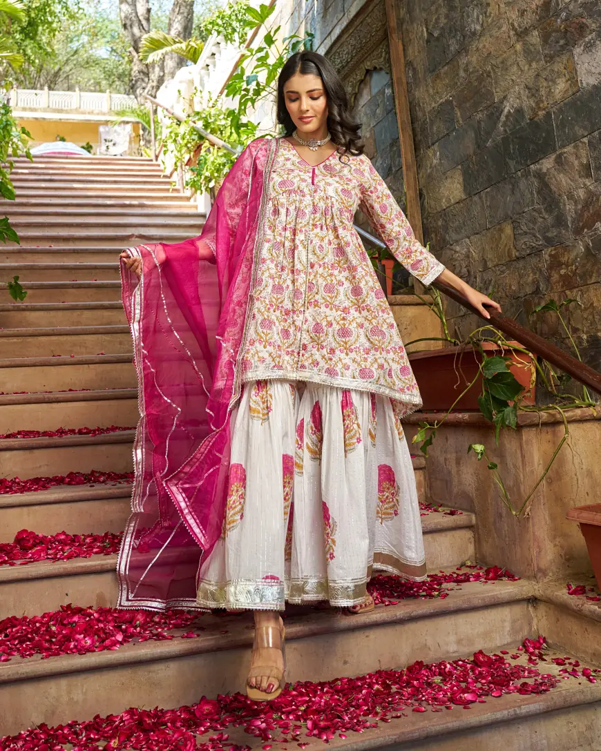 Buy Cotton Gota Patti Sharara Set for Women - Guleri