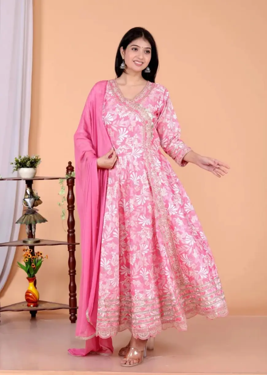 Embrace Ethnic Grace with a Printed Anarkali Kurta Set from Chaheti