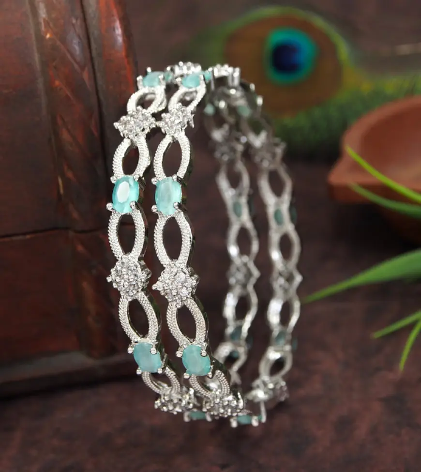Buy Silver Plated Zircon American Diamond Bangle for Women Today