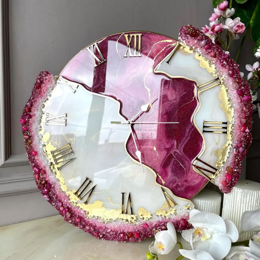 Buy Bubblegum Pink Feather Resin Wall Clock Online at CustomCraft