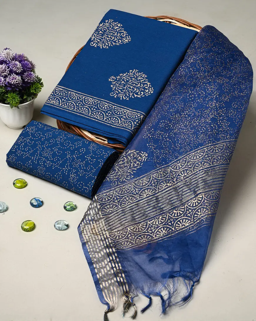 Buy Stylish Organza Dupatta Suits in Cotton | Bagru Store