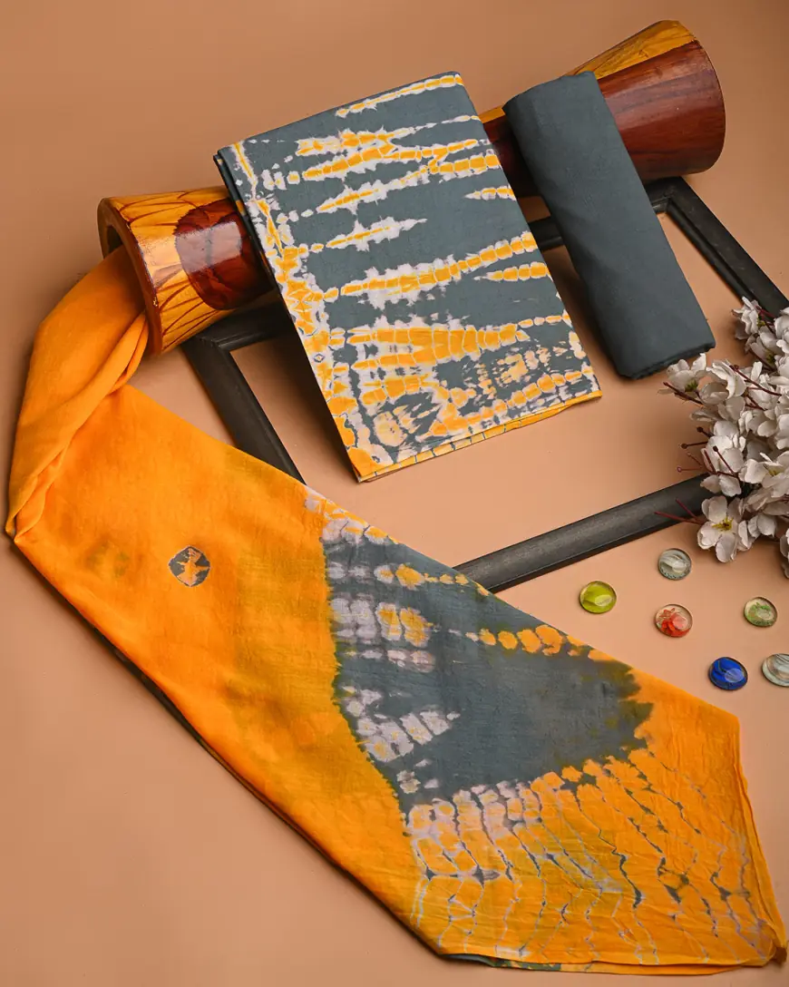 Shop Printed Cotton Suits With Chiffon Dupatta Online