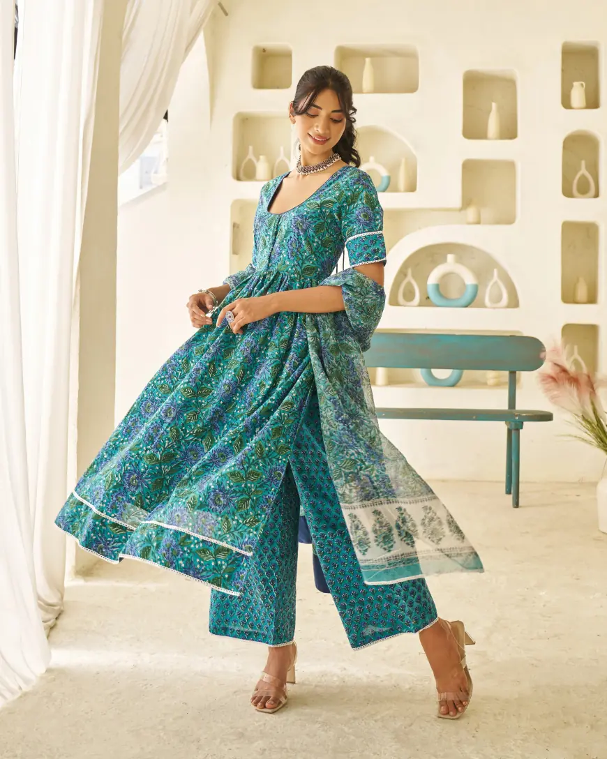 Buy Designer Handblock Suit Sets Online in India-