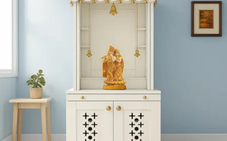 Handcrafted Wooden Mandir for Home – Elegant Pooja Temple with Storage