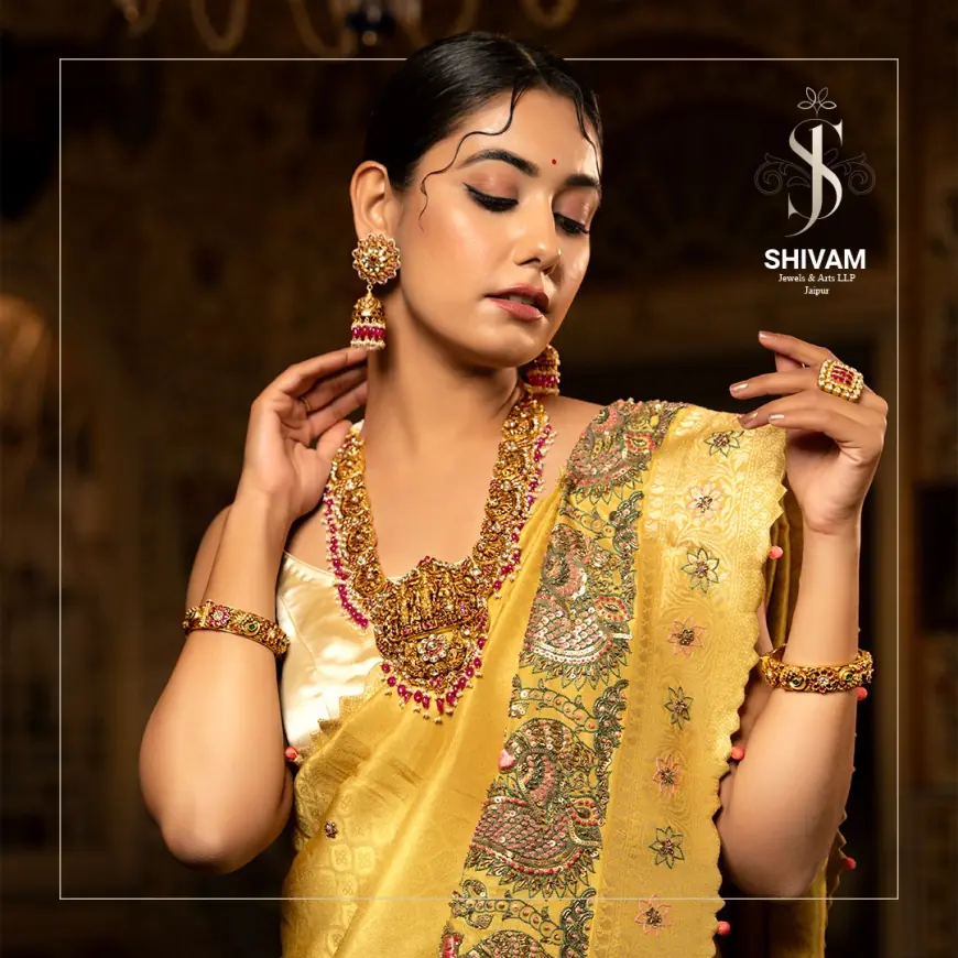 Timeless Temple Jewellery Long Necklaces Crafted by Expert Jewellery Manufacturers in Jaipur: Discover Shivam Jewels