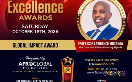 Victoria University Vice Chancellor Prof. Lawrence Muganga honored with Prestigious Global Impact Award 2025.