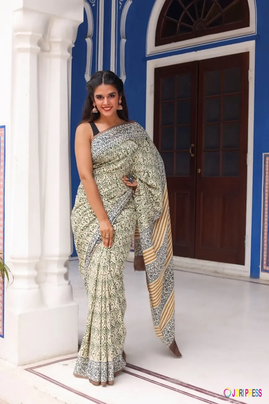 Bagru Block Print Saree