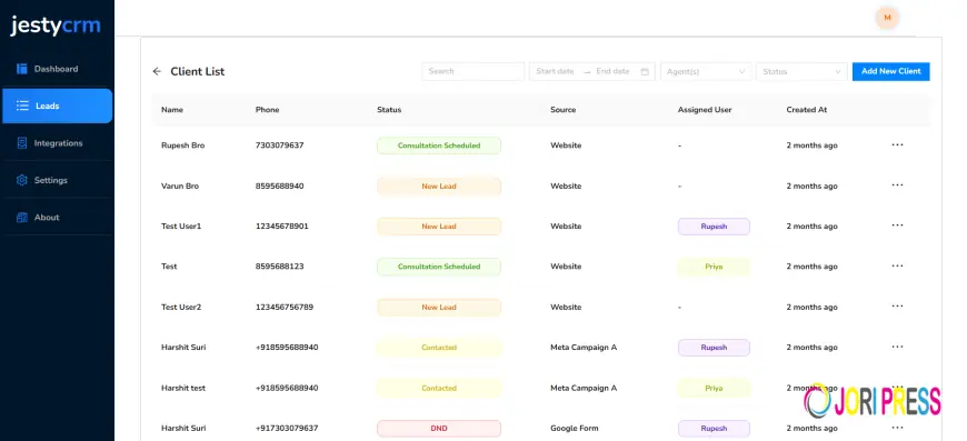 JestyCRM – Powerful CRM Tool to Manage Leads & Drive Business Growth