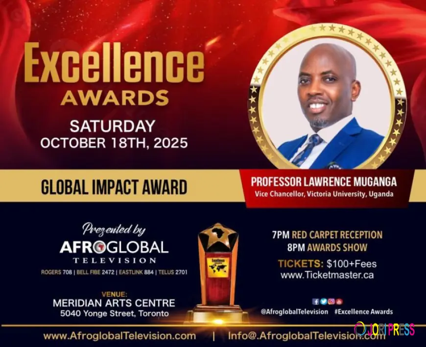 Victoria University Vice Chancellor Prof. Lawrence Muganga honored with Prestigious Global Impact Award 2025.