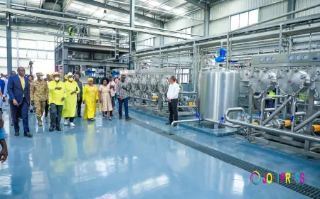 President Museveni lauds Dr. Magoola as he commissions new Cassava processing unit in Kamuli.