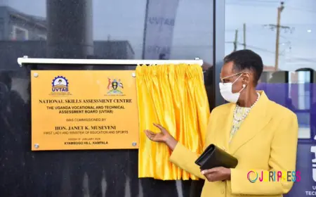Education & Sports Minister Janet Museveni commissions new UGX 25.6 Bn UVTAB assessment center.