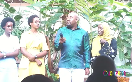 Gender Ministry’s Commissioner Mujuni launches the “Emboozi teba Nkadde” Poetry scholarship initiative.