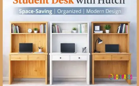 Wooden Student Desk with Hutch for Home & Office
