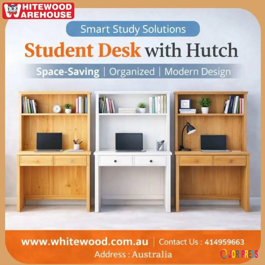 Wooden Student Desk with Hutch for Home & Office