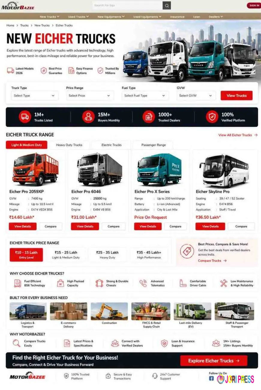 New Eicher Trucks – Explore Reliable Commercial Vehicles on MotorBazee