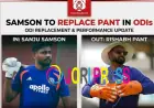 Samson to Replace Pant in ODIs | Instamatch Update