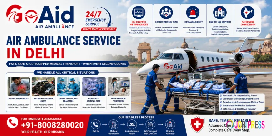 Air Ambulance Service in Delhi – Fast & ICU-Equipped Medical Transport | GoAid