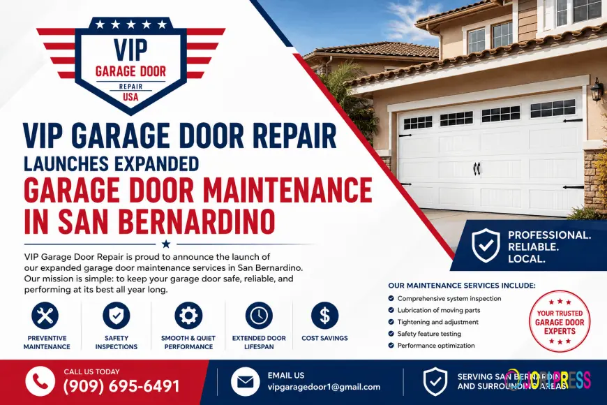 VIP Garage Door Repair Launches Expanded Garage Door Maintenance in San Bernardino