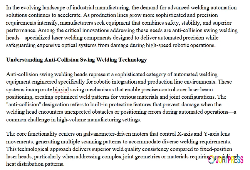 Anti-Collision Swing Welding Heads: Innovation Meets Precision