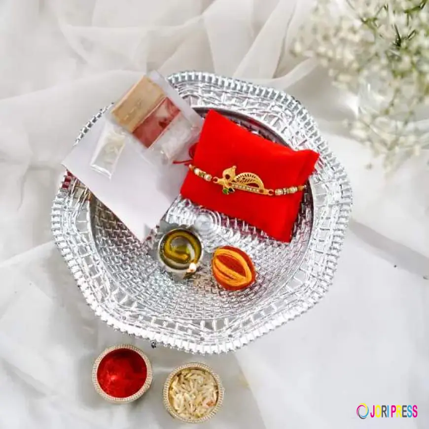 Rakhi with Decorative Pooja Thali Online