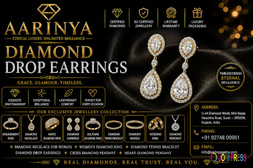 Elegant Diamond Drop Earrings for Every Occasion | Aarinya Gems Pvt. Ltd.