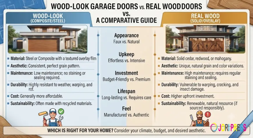 Wood-Look Garage Doors vs. Real Wood