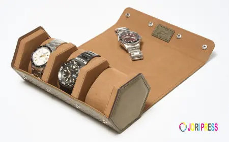 Italian Pueblo Leather Watch Roll 'Japanese Shippo' – Elegant Watch Storage for Travel