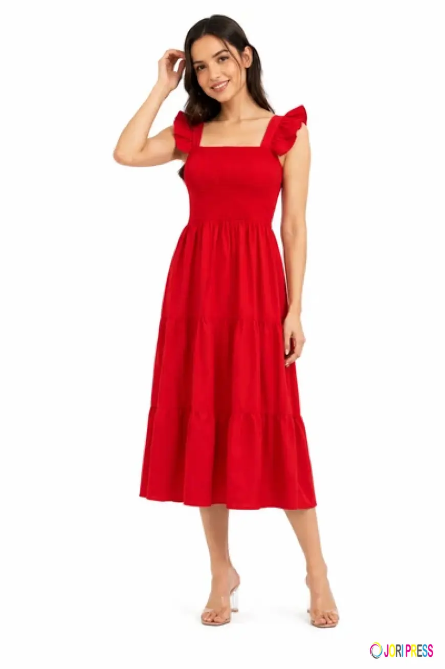 Red Tiered Maxi Dress Styling Guide for Women