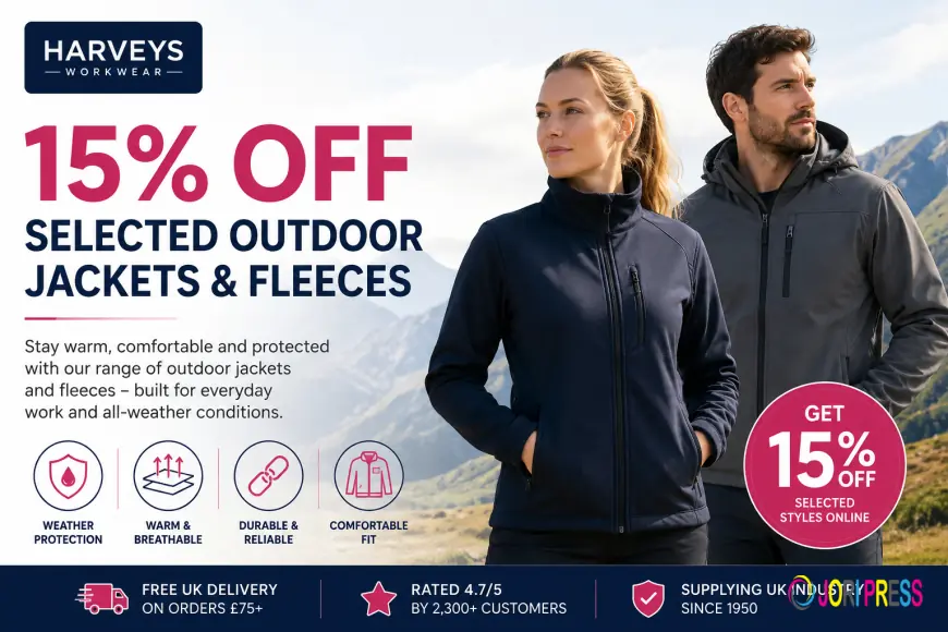 Harveys Workwear Announces 15% Off Selected Outdoor Jackets and Fleeces