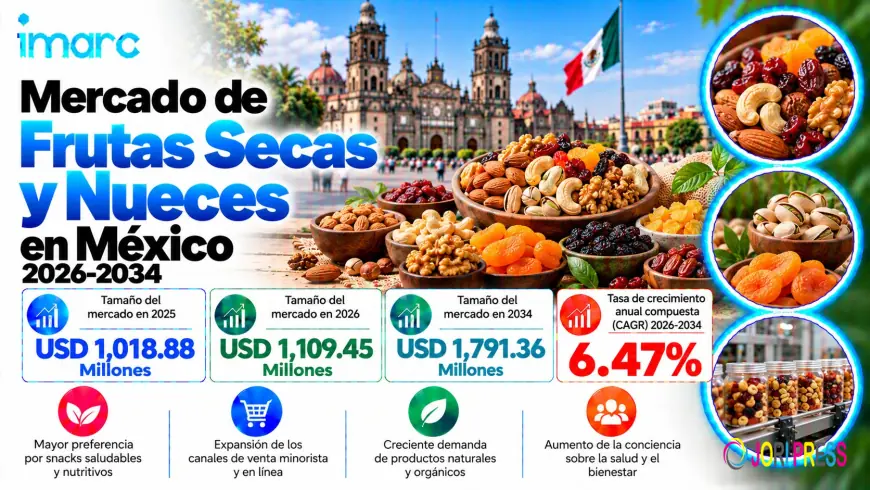 Tamaño del mercado de frutas deshidratadas y frutos secos en México, participación, tendencias de crecimiento y pronóstico 2026-2034