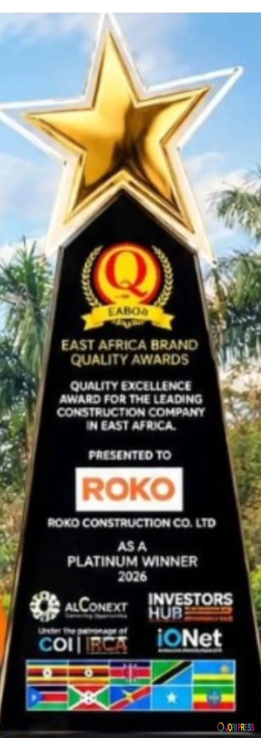 ROKO Construction Scoops Platinum Award for Quality Excellence at East African Brand Quality Awards 2025/2026